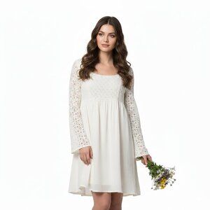 Rewind Lace Long Sleeve Mini Dress Large Coquette‎ Feminine Boho Chic Romantic